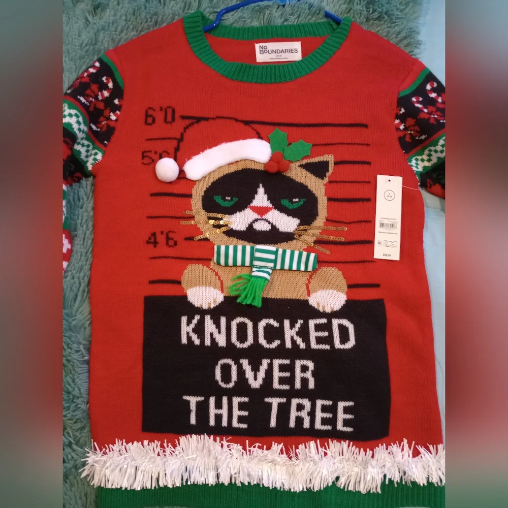 Festive Cat Christmas Sweater - Picture 3 of 7